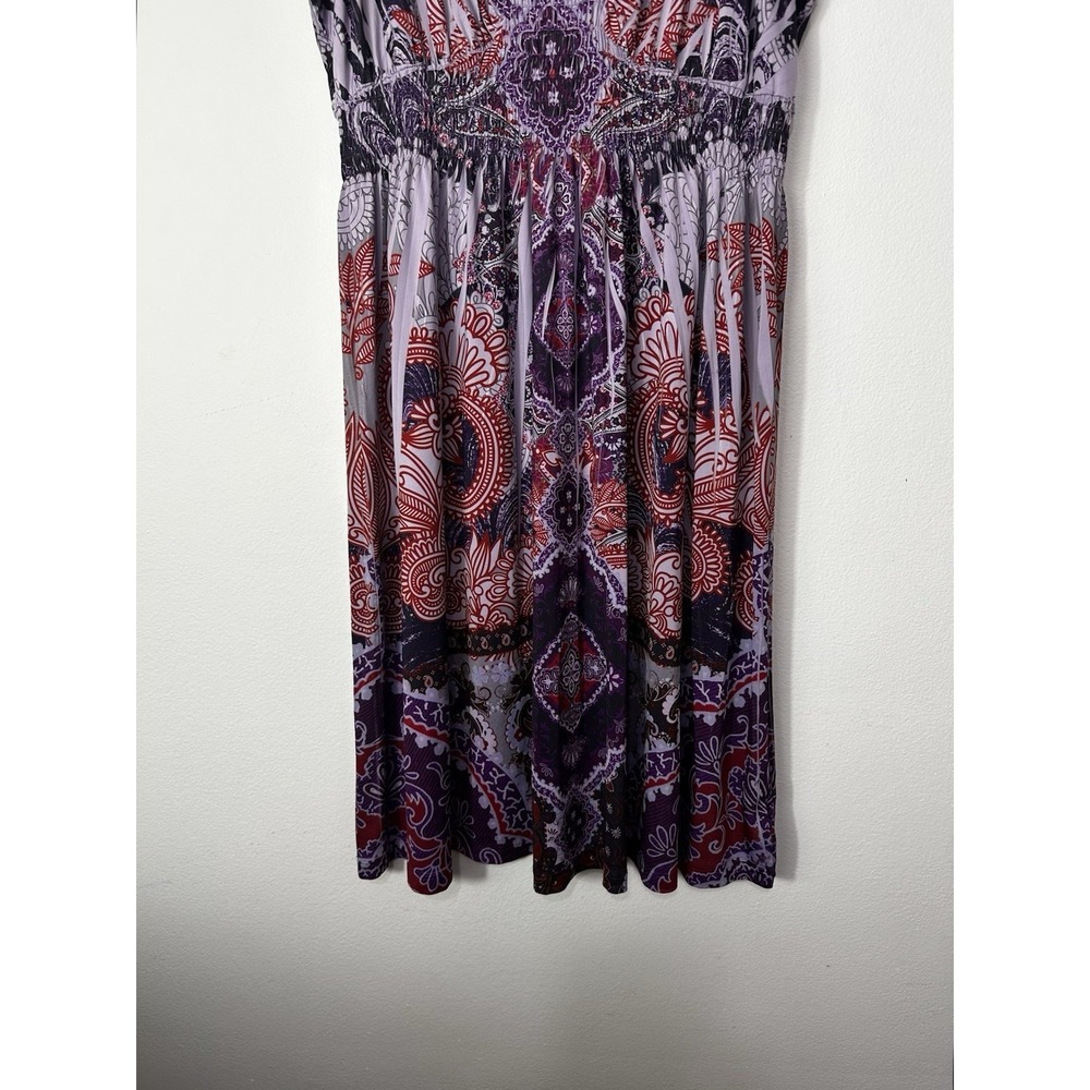 Unity World Wear Dress Embroidered Boho Festival Purple Paisley Floral Womens L - Picture 4 of 9